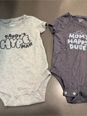 Carter's Gray & Navy Baby One-Piece Bodysuits - Daddy's Hype & Mom's Happy Dude